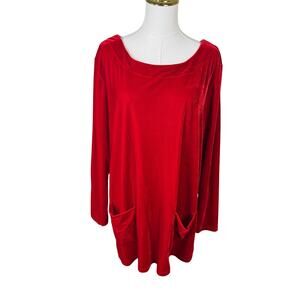 Joseph A Plus Velvet Long Pockets Long Sleeve Top US Women's 1X Plus
